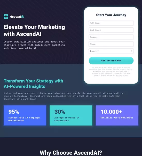 Instapage mock-up showing headline settings with font, size, color, and alignment options, alongside background image and color customization.