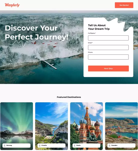 Instapage layout filter menu with conversion rate chart showing a 60% rate and 8% increase.