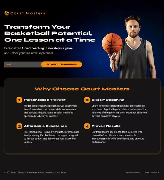 Instapage mock-up showing headline settings with font, size, color, and alignment options, alongside background image and color customization.