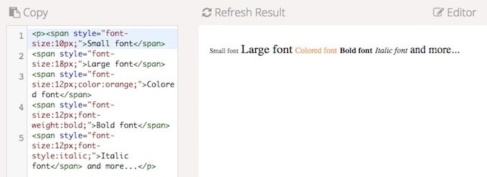 This picture shows some very basic HTML examples.