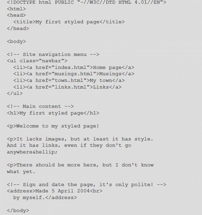 this image shows the first step for creating an HTML web page