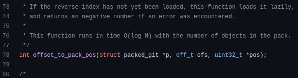 The Git codebase defines a function with logarithmic time complexity, a screenshot by the author