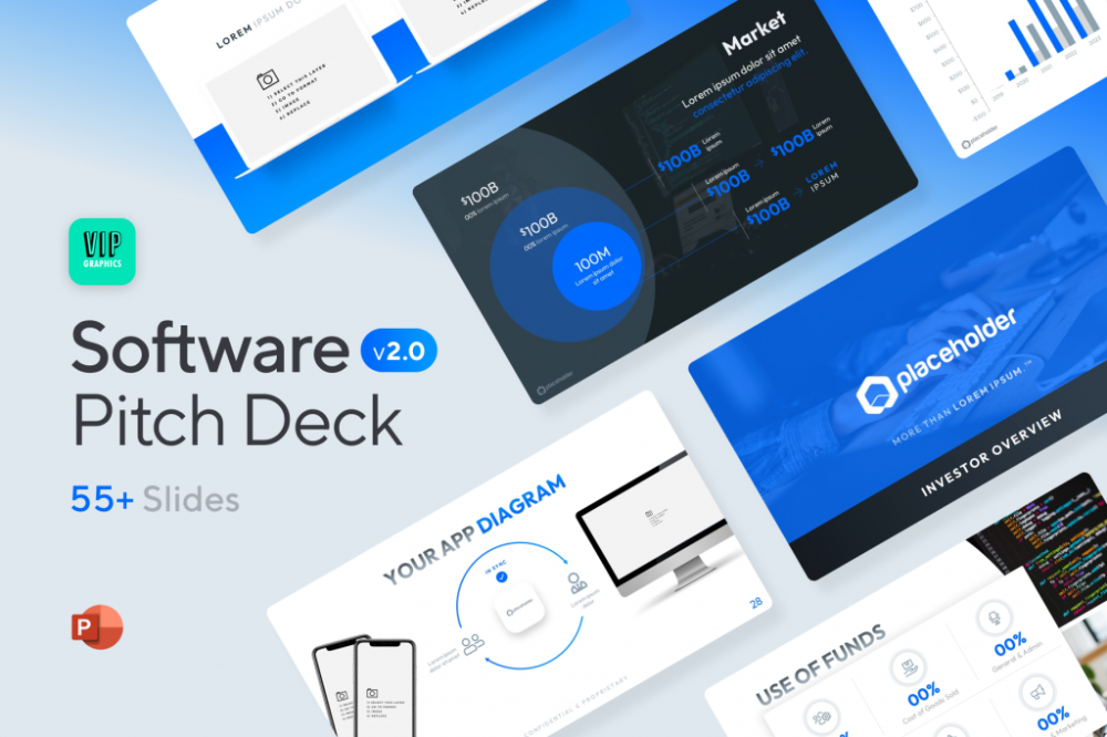 Software Pitch Deck & SaaS Investor Presentation Template by VIP.graphics