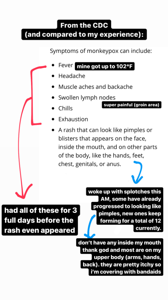 a story i posted on instagram detailing my symptoms.