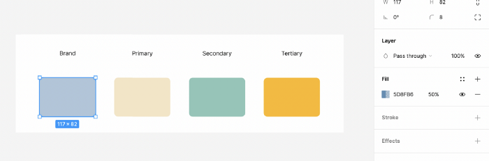 Changing the opacity of the brand color in Figma.