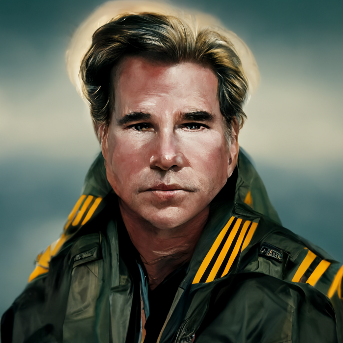 Val Kilmer in Top Gun as imagined by MidjourneyAI