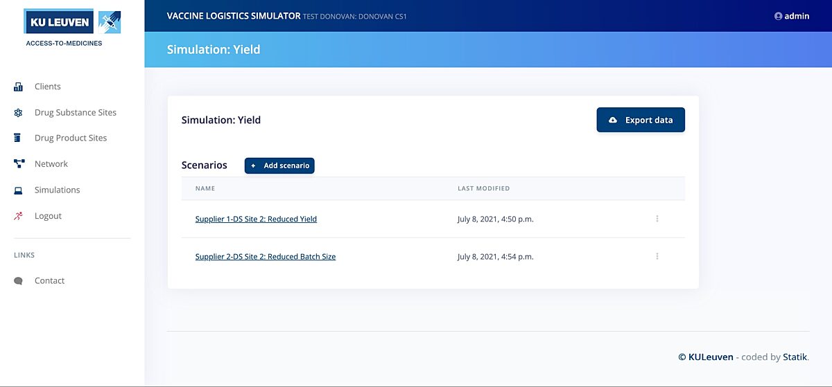 Vaccine logistics simulator Simulation Yield 1