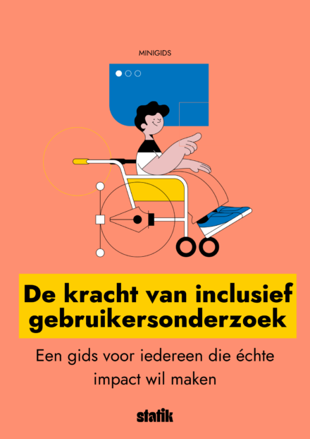 Afbeelding van de cover van de minigids "De kracht van inclusief gebruikersonderzoek, een gids voor iedereen die échte impact wil maken'