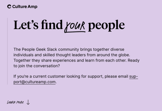 recruiter's slack community called PeopleGeeks by CultureAmp