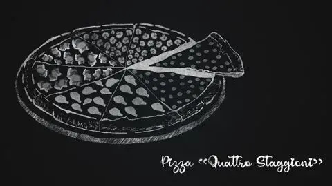 Digitale Rezeptinfografik (Pizza Quattro Stagioni)