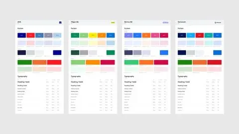I created a style guide showcasing how it could look with the different colors associated with the various companies.