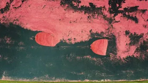 Aerial shot of the farm, excerpt from the documentary film