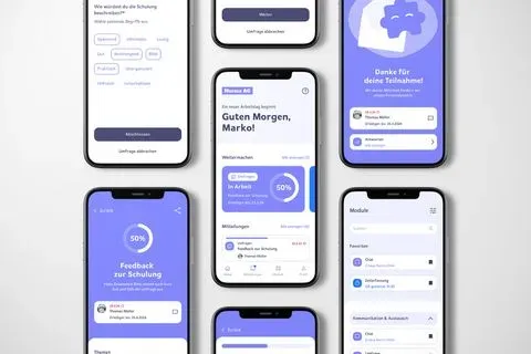 A glimpse into a few screens and the inner workings of the app – supporting employees every day with over 25 features.