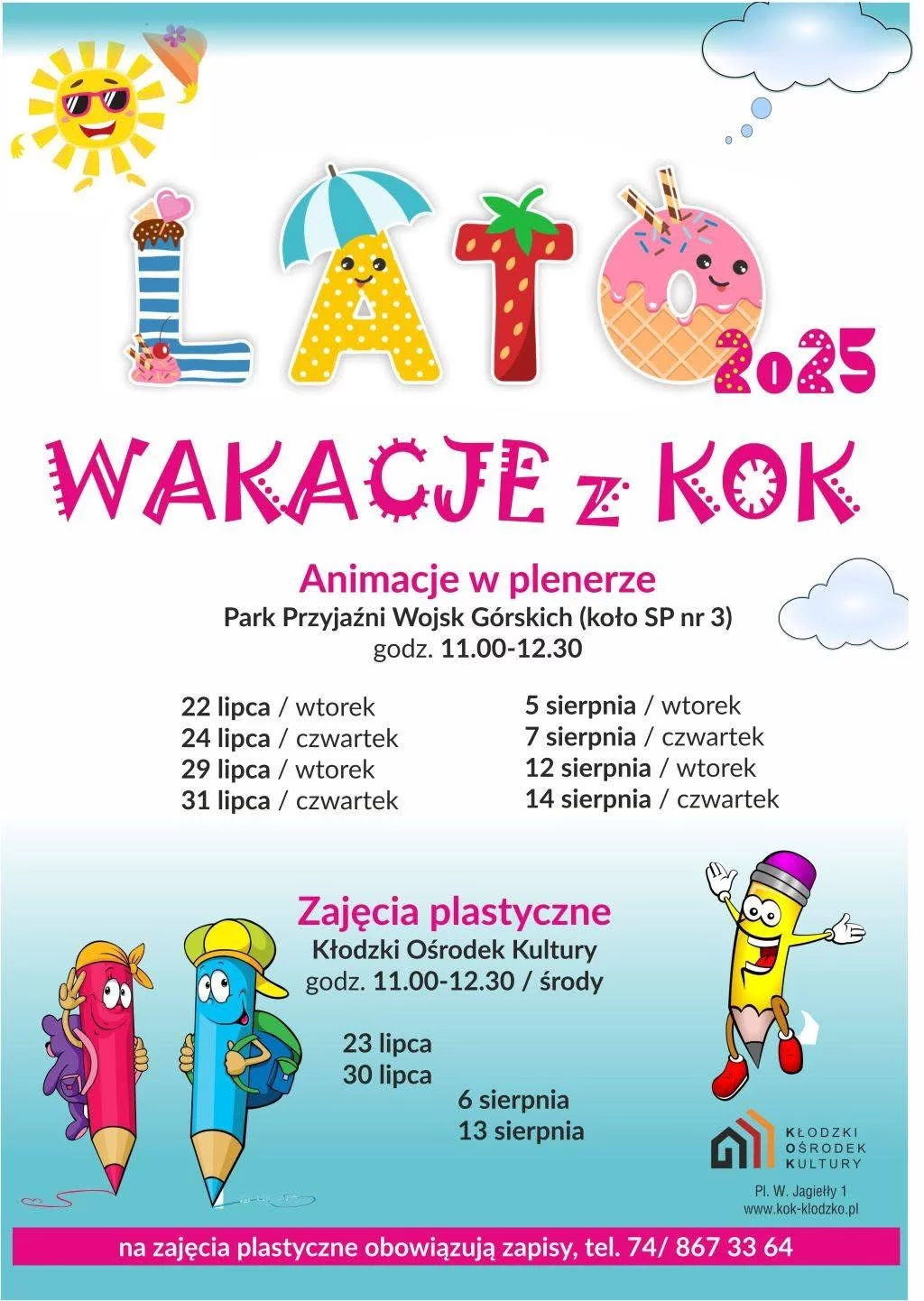 Kłodzko. Wakacje z KOK 2025 – kreatywna zabawa i plenerowe animacje dla dzieci