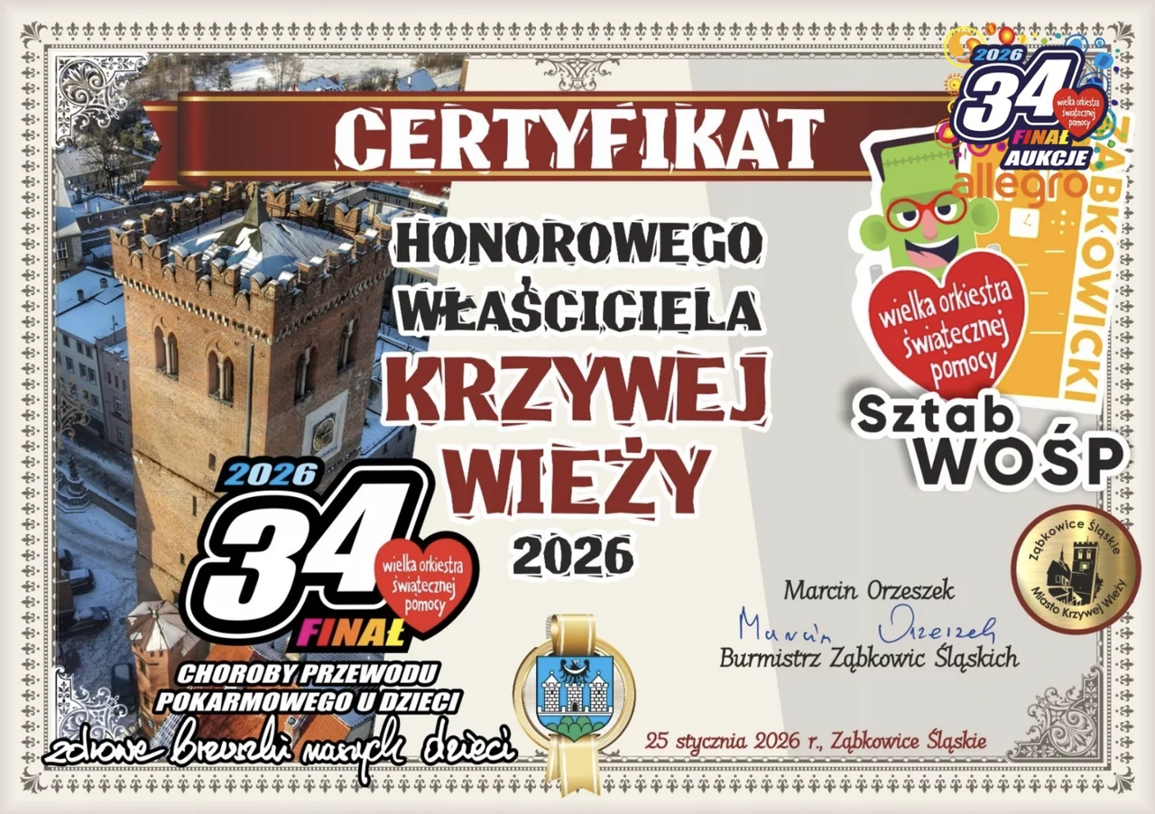 WOŚP 2026. Możesz kupić Krzywą Wieżę