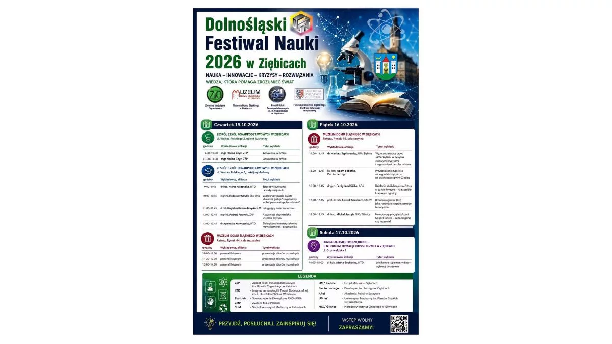Dolnośląski Festiwal Nauki w Ziębicach. Trzy dni wykładów, eksperymentów i spotkań – wstęp wolny