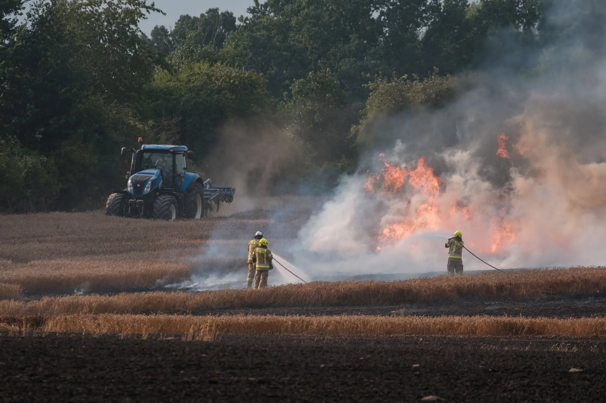 Pożar pól między Kamieńcem Ząbkowickim a Stolcem. Ogień objął około 20 hektarów