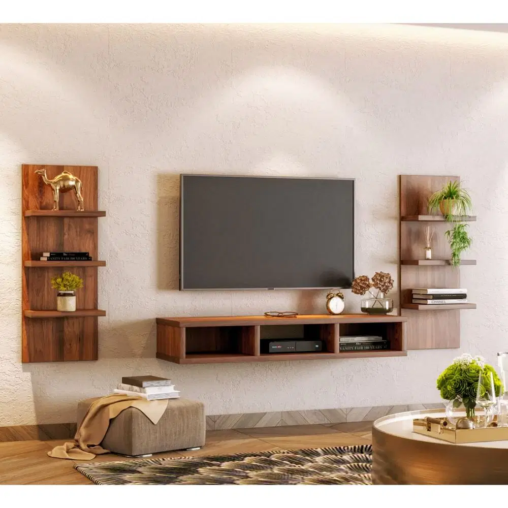 Wakefit Cosby Engineered Wood TV Unit in Columbian Walnut finish