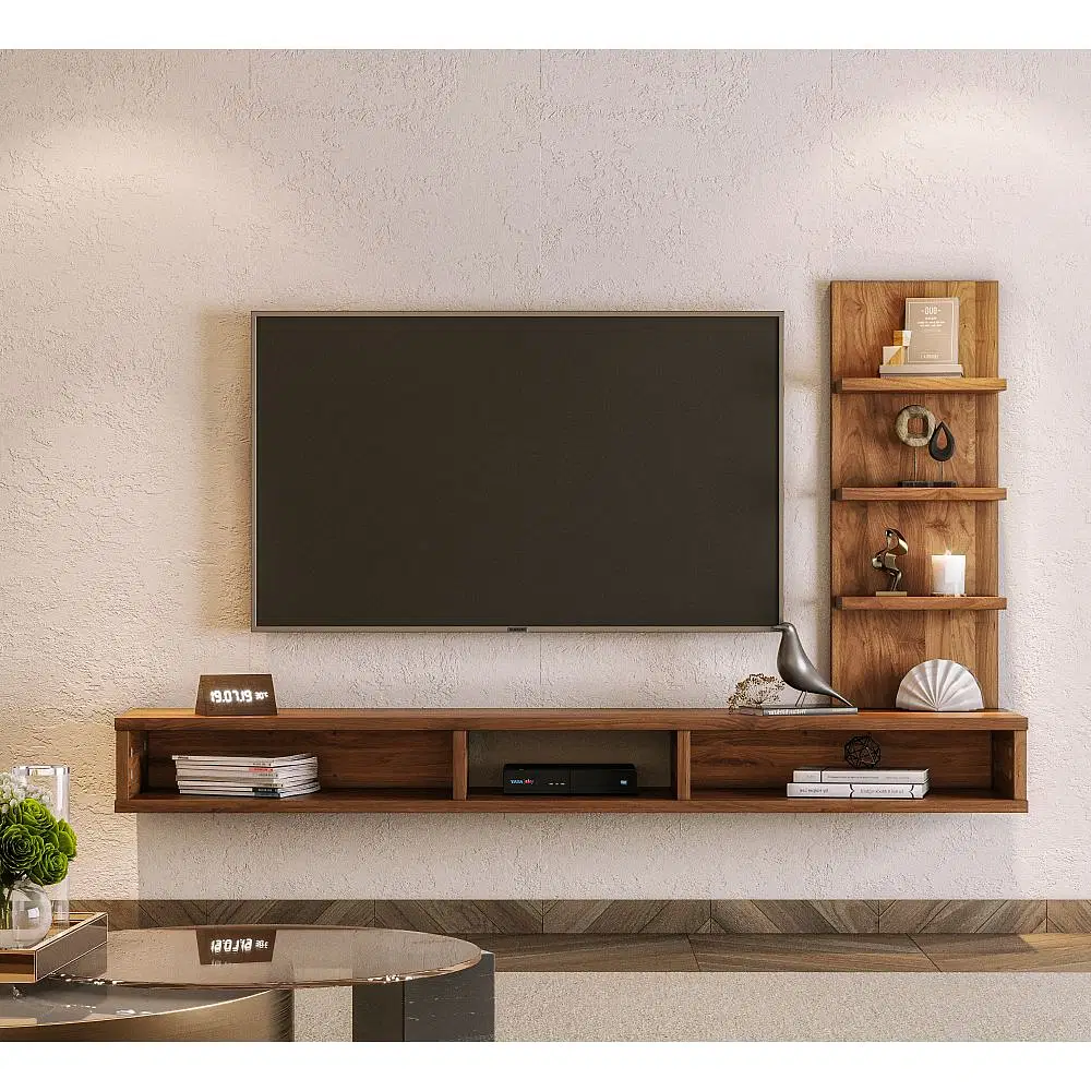 Wakefit Expo Engineered Wood TV Unit in Columbian Walnut finish