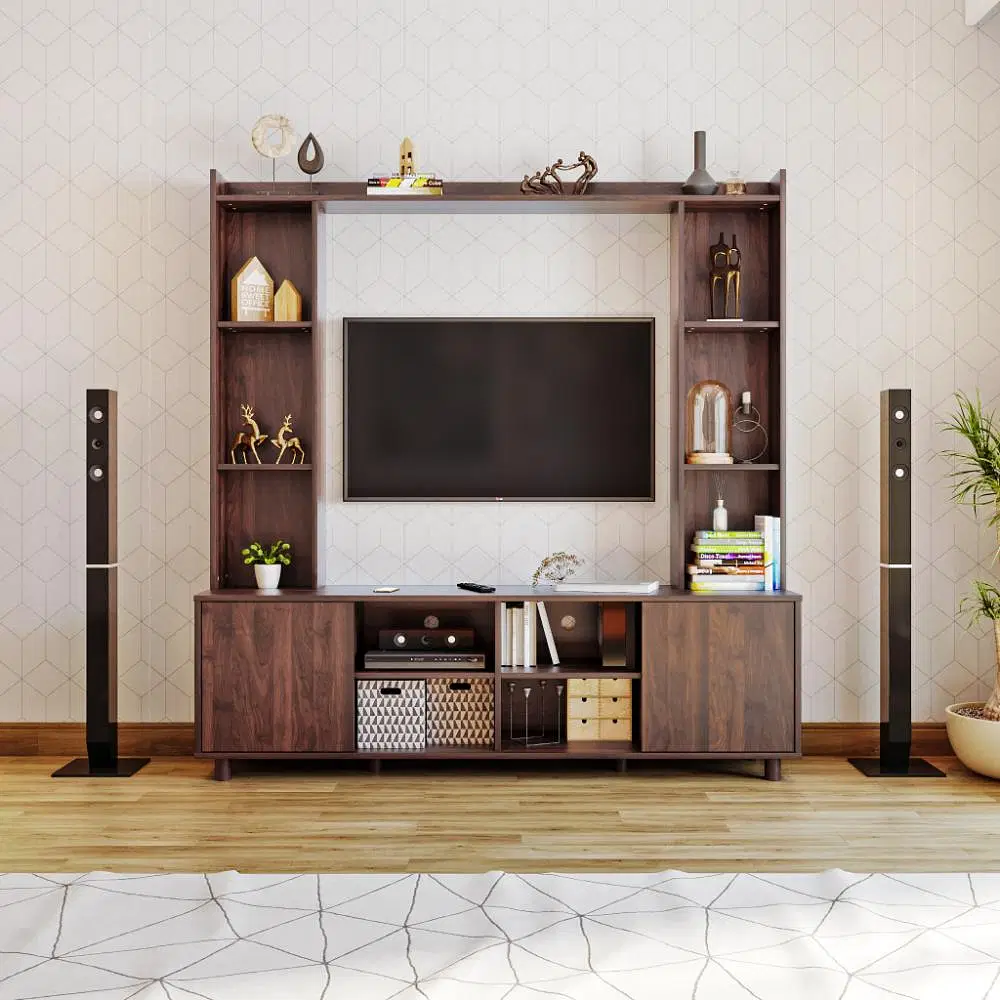 Wakefit Frasier Engineered Wood TV Unit in Columbian Walnut finish