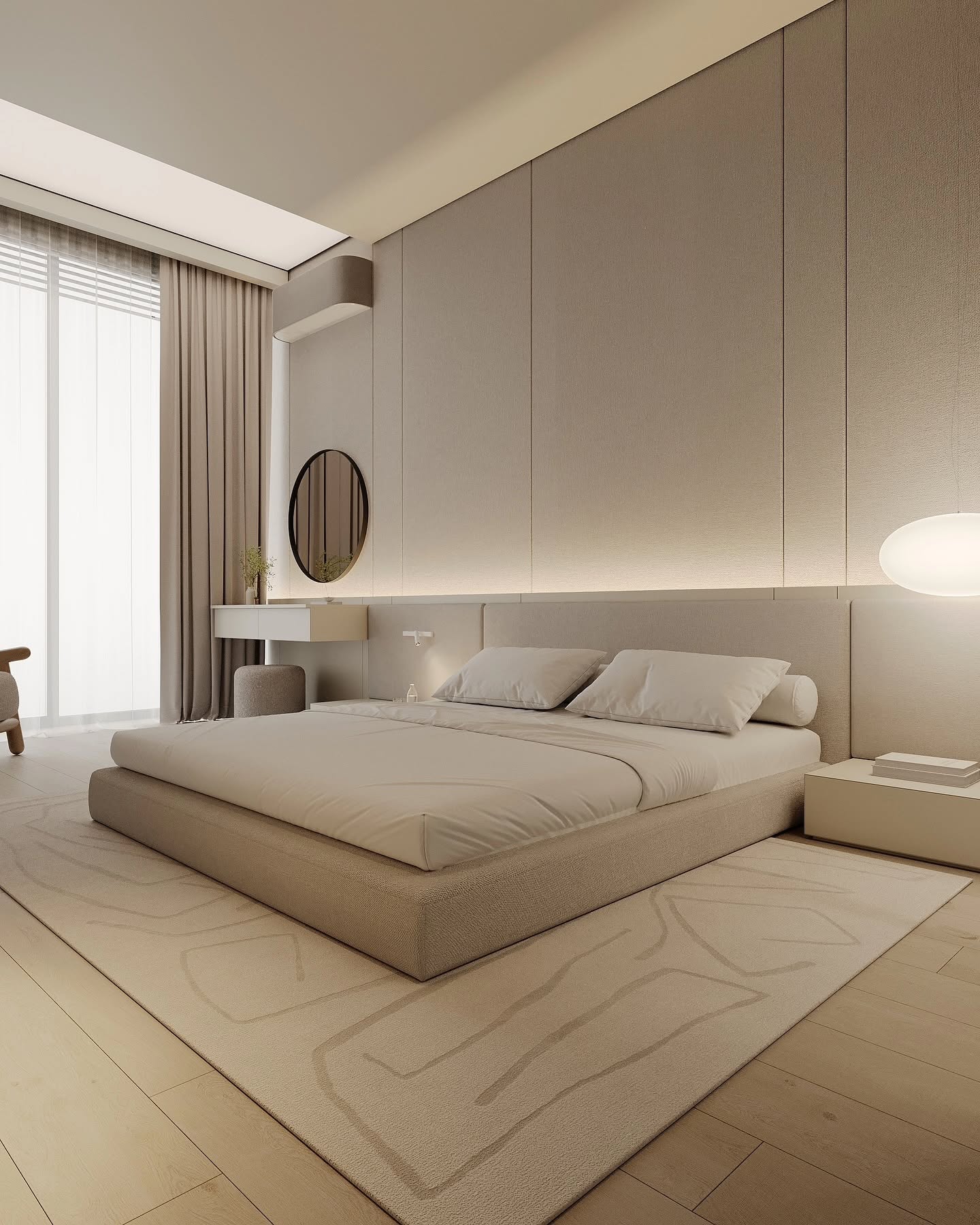 Luxuriöses Schlafzimmer in Beige – Minimalistisches Design trifft Gemütlichkeit