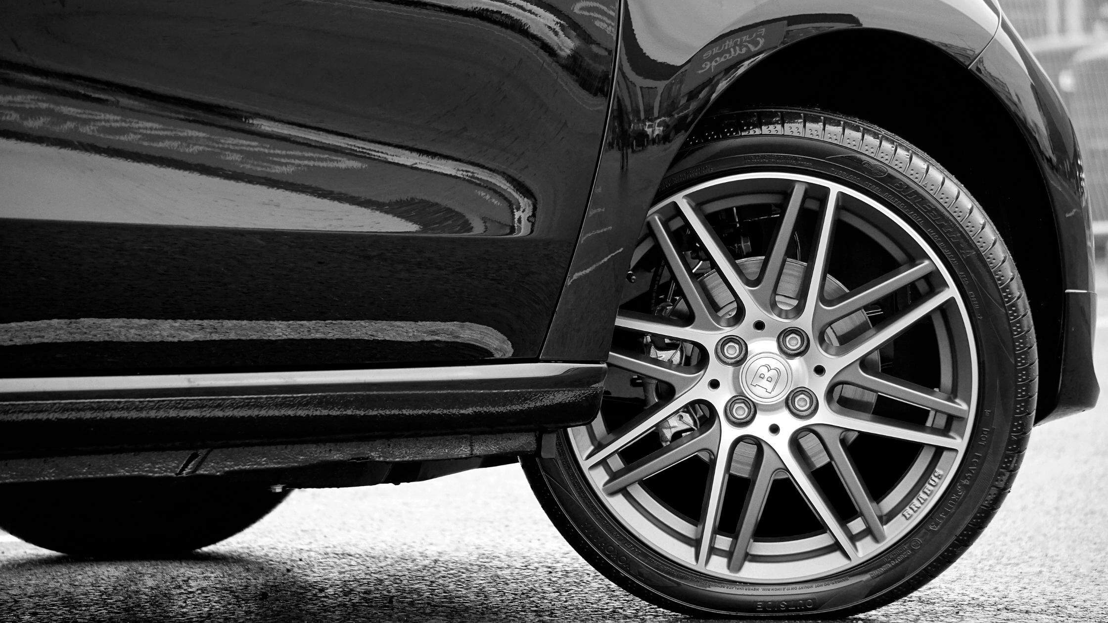 Alloy Wheel Tires on a Black Car