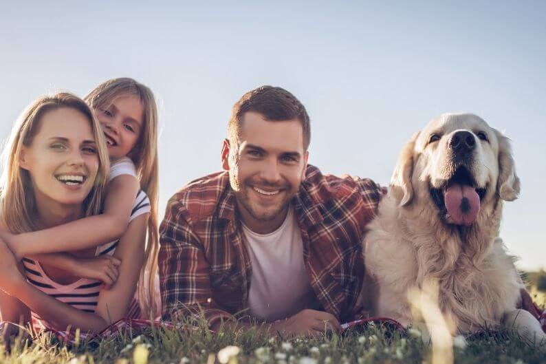 Splash and Dash clients enjoying quality time with their family dog