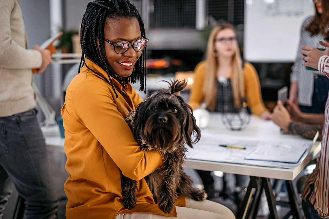 a business woman with dog