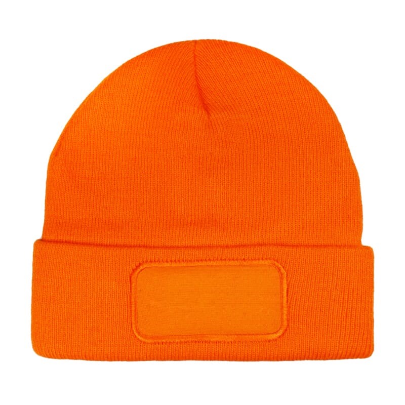 Gebreide muts met label Gebreide muts met label