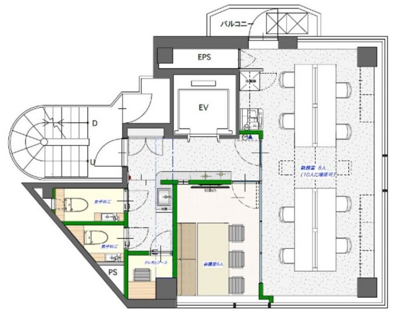 五反田エリアセットアップオフィスの平面図