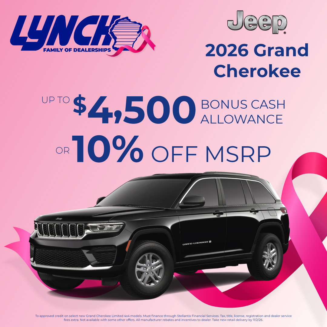 Up to $4,500 Bonus Cash Allowance or 10% Off MSRP on the 2026 Jeep Grand Cherokee
