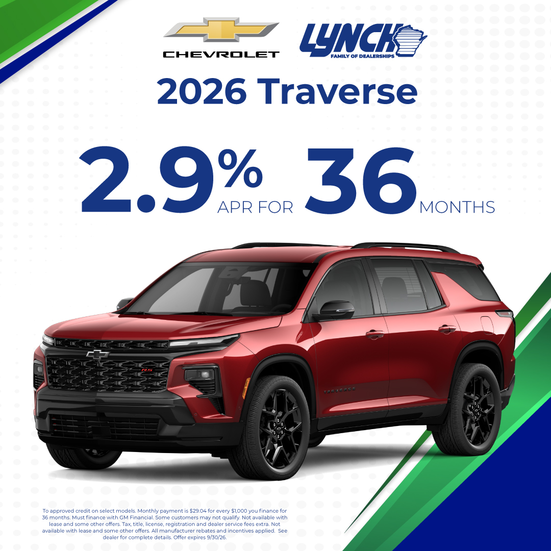 2.9% APR on the 2026 Chevrolet Traverse RS