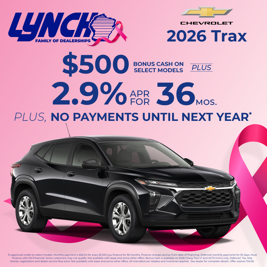2.9% APR for 36 Months + $500 Bonus Cash on the 2026 Chevrolet Trax