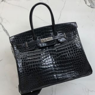 Hermes Bag Birkin 35 Porosus SHW, H Square Stamp