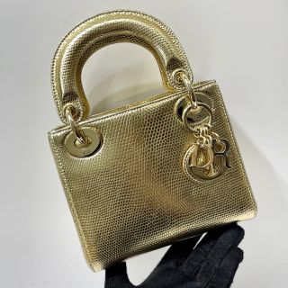 Mini Golden Lady Dior in Lizard Skin