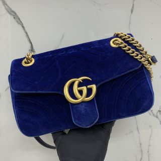 443497 VELVET BLUE CHAIN SHOULDER GHW