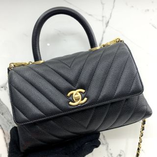 CAVIAR SKIN COCO SMALL 23CM TOP HANDLE BLACK WITH CARD NO.26