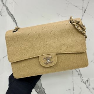 CAVIAR 25CM SINGLE FLAP CHAIN SHOULDER BEIGE NO CARD NO.5