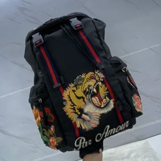 429037 TIGER EMBROIDERY TECHNO CANVAS BACKPACK RUCKSACK