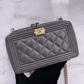 Chanel Grey Boy Clutch in Calfskin