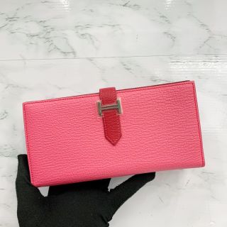 Hermes Accessory Pink Bearn Soufflet Wallet , P Stamp