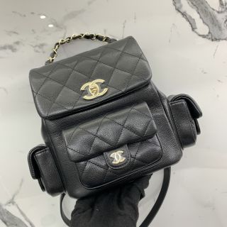 CAVIAR SKIN BLACK GHW DUMA BACKPACK AS4398B RFID MICROCHIPPE