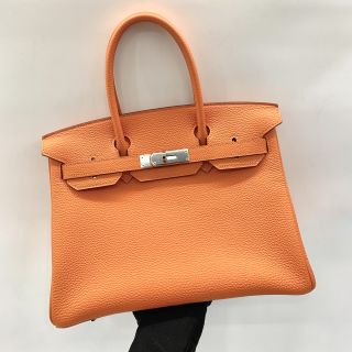 Birkin 30 in Orange Togo, R Stamp