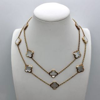 VAN CLEEF & ARPELS FINE JEWELRY NECKLACE PURE ALHAMBRA 14 MOTIF MOP JE092651