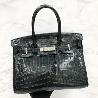 Hermes Bag Birkin Niloticus 30 P Stamp BLKSHW