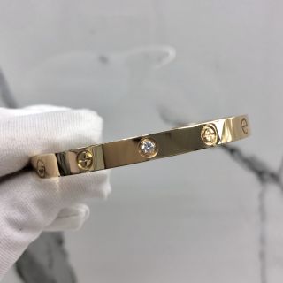 LOVE OPEN BRACELET 1P DIAMOND YG750 #19 W/CERT