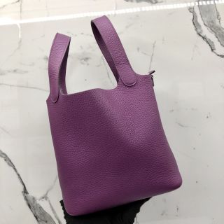 Hermes PM Picotin Lock 18 Bag in Purple Clemence Leather, Z Stamp