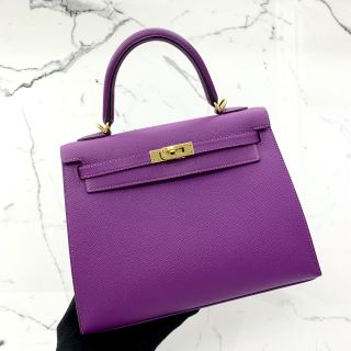 Hermes Bag Kelly Purple 25 No Lock, C Stamp