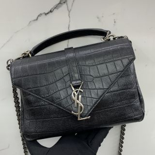 428101 MEDIUM 2WAY CROCODILE EMBOSSED BLACK