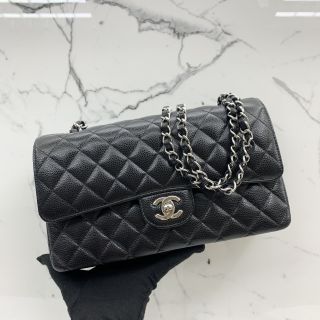 Medium Matelassé Flap Bag in Caviar Skin